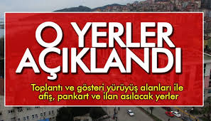 Valilik yeni gösteri ve yürüyüş alanlarını belirledi