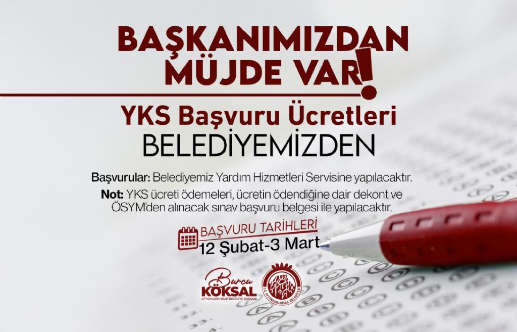 YKS Başvuru ücretlerini belediye karşılayacak