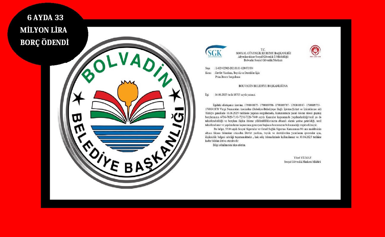 Bolvadin belediyesi 33 milyon lira borç ödedi