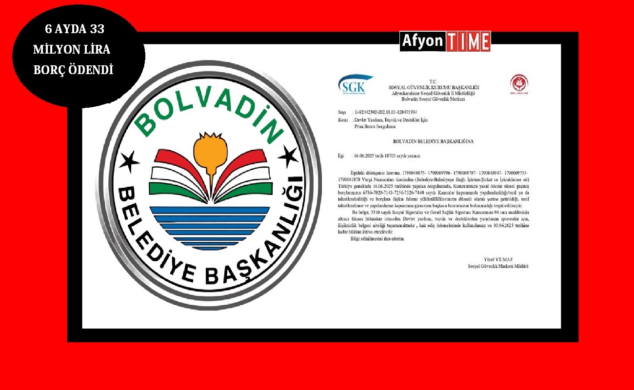 Bolvadin belediyesi 33 milyon lira borç ödedi