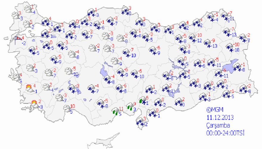 Türkiyede çok sayıda ilde kar yağışı var