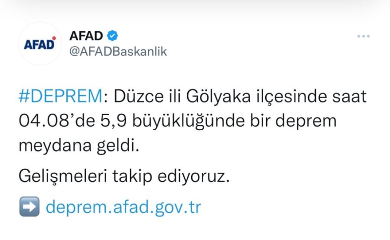 Düzcedeki 5.9 büyüklüğünde deprem afyonda hissedildi 