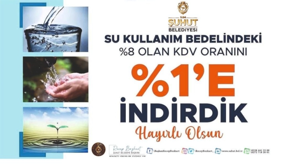 Başkan Bozkurt duyurdu suda KDV